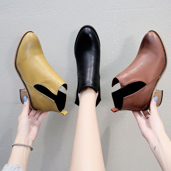 

rock shoes woman pointy boot med heel boots boots-women platform winter footwear leather booties lace up pointe autumn, Black