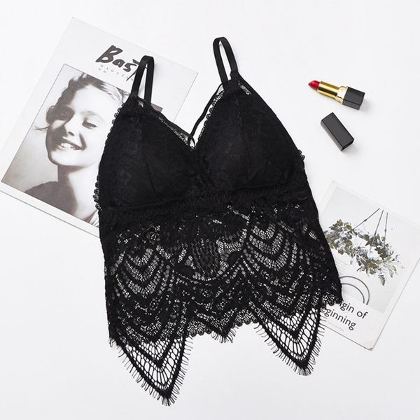 

women's lace embroidered tube female seamless padded floral bra lingerie, Black;white