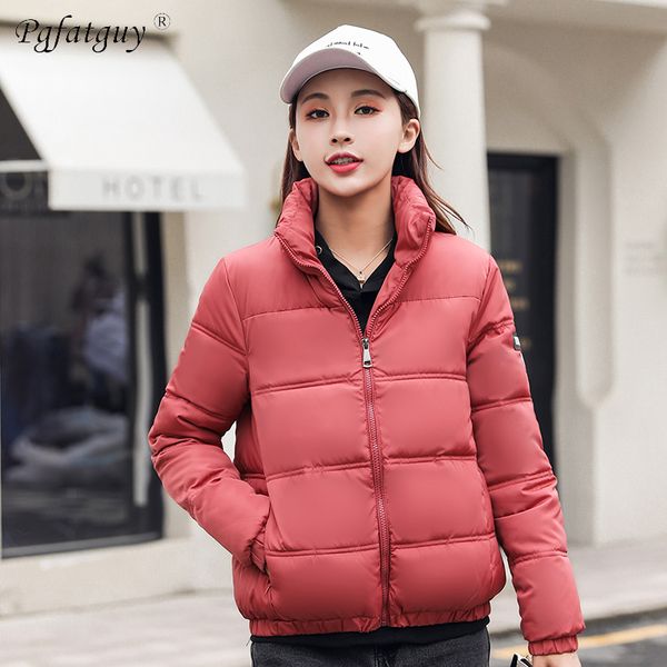 

2018 new winter women jacket stand collar thick warm down cotton coats fashion long sleeve slim parkas ladies chaqueta feminino, Black