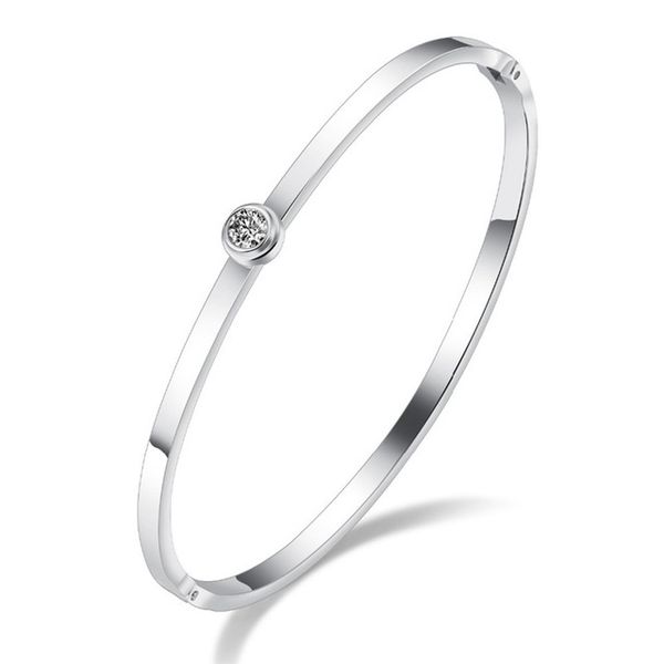 

brand women bracelets & bangles for women cubic zircon rose gold color stainless steel bracelet metal fashion jewelry, Black