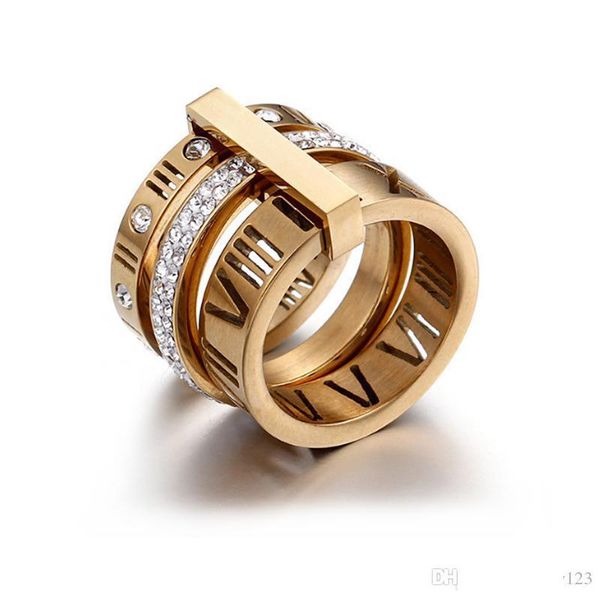 

new gold titanium steel wedding brand designer lovers ring for women luxury zirconia engagement rings men jewelry gifts fashion accessories, Silver