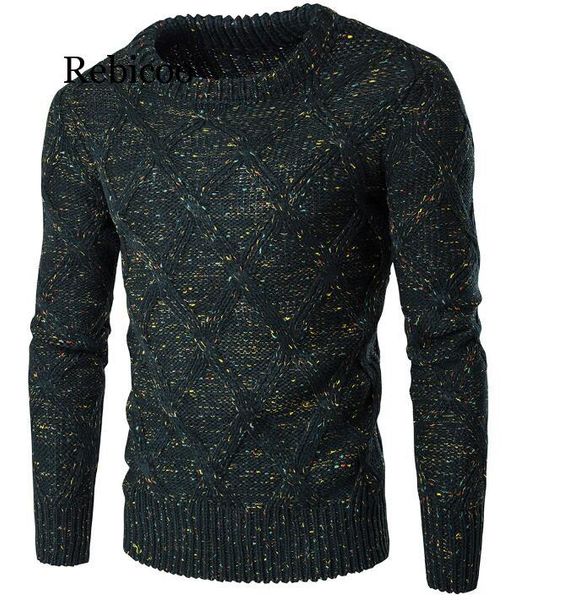 

sweater men 2019 brand thickening pullover sweater male o-neck color dot slim fit knitting mens sweaters man pullover men, White;black