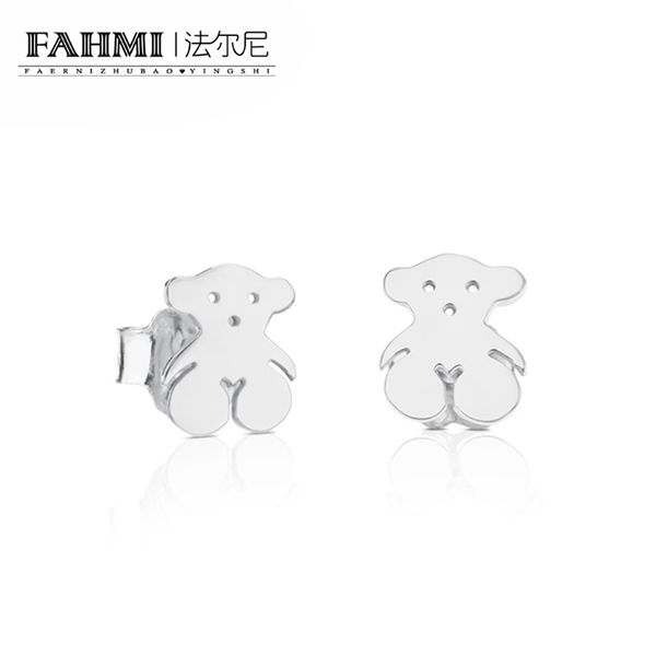 

fahmi 100% sterling silver retro charming fun bear earrings charm women elegant jewelry birthday 611140030 prom fstival gift, Golden;silver