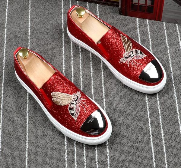 

Small bee loafers trendy men's shoes one pedal board shoes beanshoe sequins loafers hair stylist mens designer loafers mens moccasins g5.7.