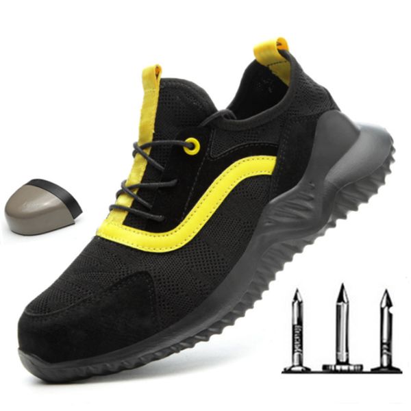 

construction men outdoor steel toe cap work boots indestructible shoes men camouflage puncture proof safety shoes zapatillas hombre, Black;brown