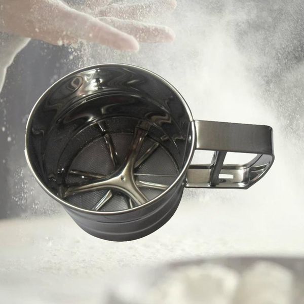 

semi-automatic hand-held flour sieve baking tools stainless steel cake utensils cocoa powder hand-screened sugar mesh sieve