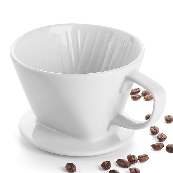 

ceramic coffee dripper reusable pour over coffee dripper white