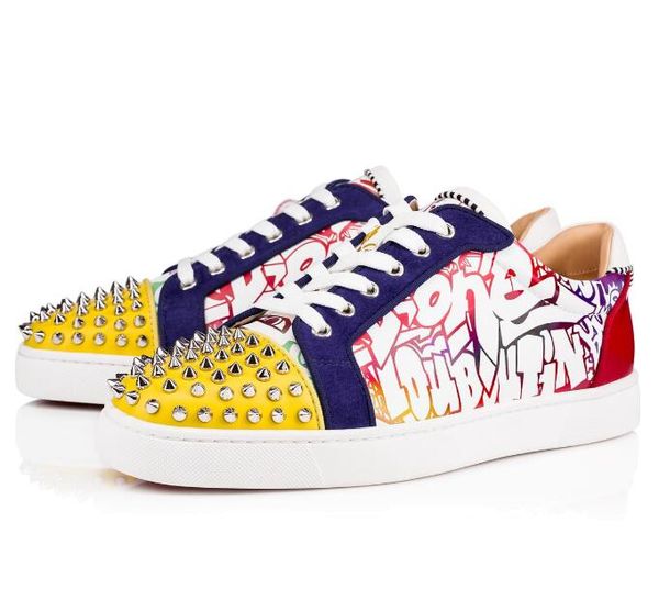 

Style 13 color pike ca ual walking new de ign leather lei ure flat men women red bottom neaker party wedding dre