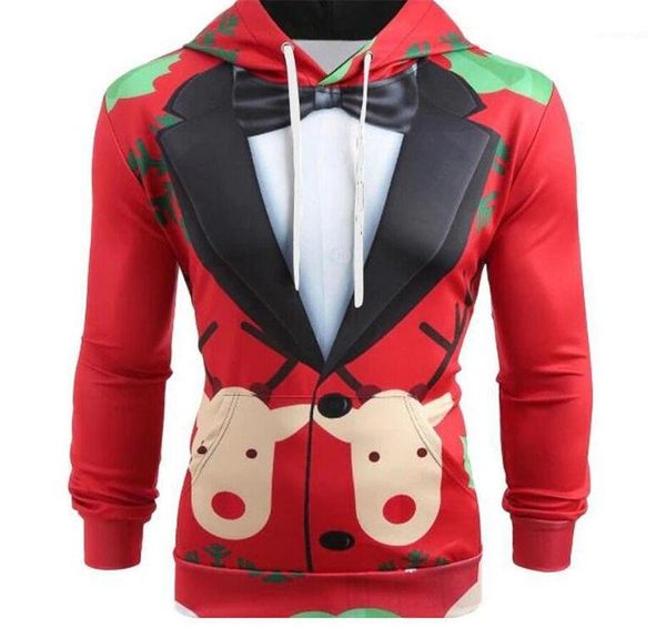 

style hoodies christmas suit pattern print hat collar cloth homme slim casual designer mens funny, Black