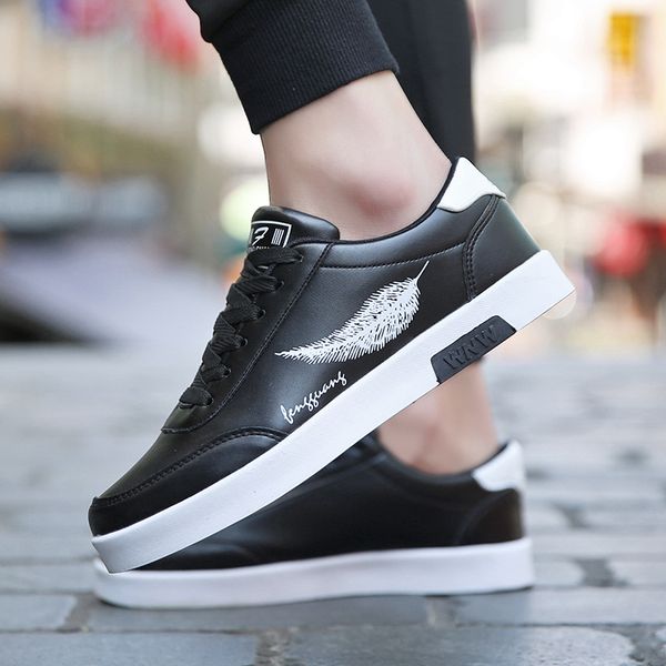 мужская обувь, белые туфли, дышащая случайные мужские спортивные туфли, Black