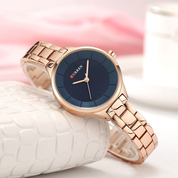 

curren 9015 brand fashion ladies watches stainless steel band quartz female wrist watch ladies gifts clock, Slivery;brown