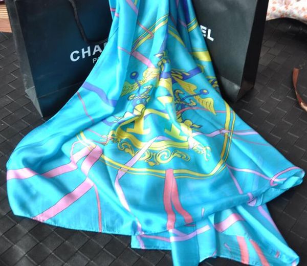 

design pink leopard hijab wescarf women silk scarfs foulard square head wraps new fashion shawl, Blue;gray