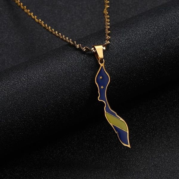 

stainless steel trendy curacao map flag pendant necklaces for women girls maps jewelry, Silver