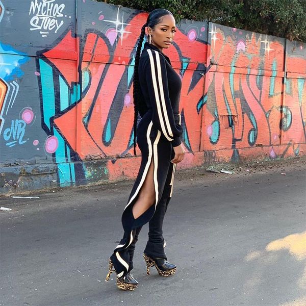 

women high waist hip hop pants hole jogging sweatpants split side trousers ruffle long cotton pants dropship bottom cargo, Black;white