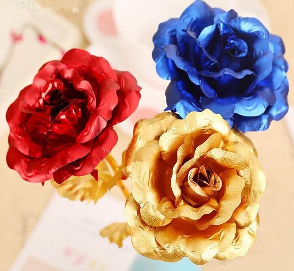 24K Gold Rose getaucht folienüberzogene romantische Blume künstliche Hochzeit festliche Party Valentinstag Geschenk SN2519