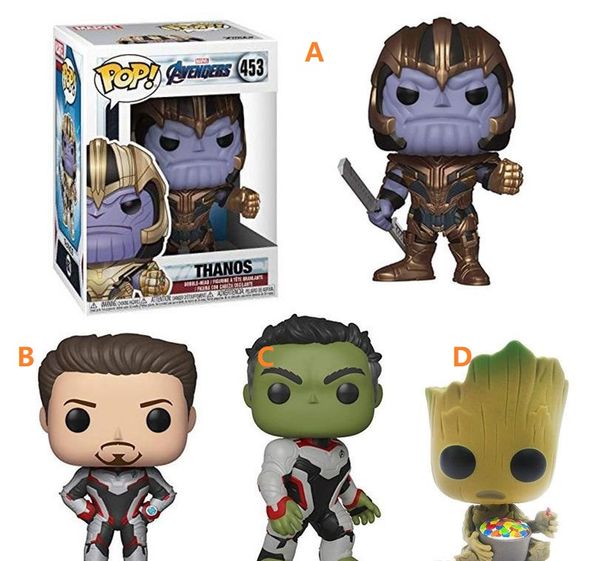 

4 tyle funko pop avenger endgame figure doll toy 2019 new kid avenger 4 cartoon thano iron man hulk groot figure toy material pvc