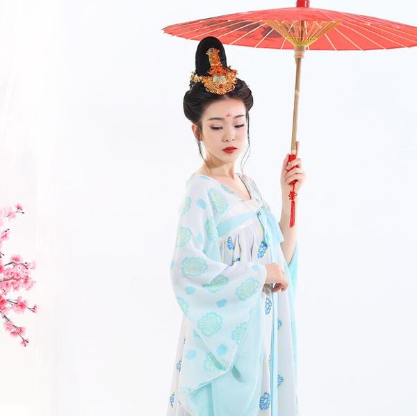 Sexy lässiges tägliches Hanfu-frisches altes Kleid langes Feenkleid Tang-Dynastie Ru-Rock realistisches Kleid kaiserliche Konkubinenpalastschönheit