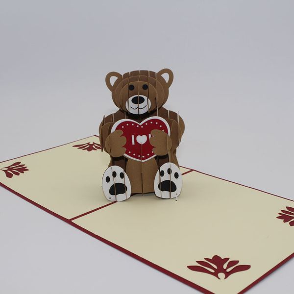 

cute 3d bear pop up holiday greeting card handmade birthday wedding postcard craft art ing