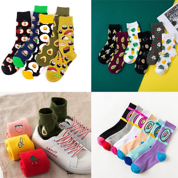 

1pair harajuku happy socks funny cartoon korean kawaii fruit embroidery cute sock for women winter autumn short socks sox, Black