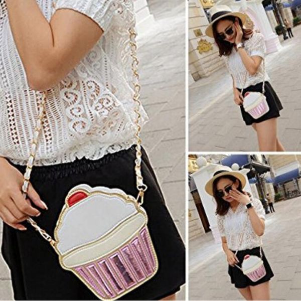 

2020 ice cream bag fashion 2d funny ice cream cupcake handbag messenger zipper bag purse crossbody splicing messenger body