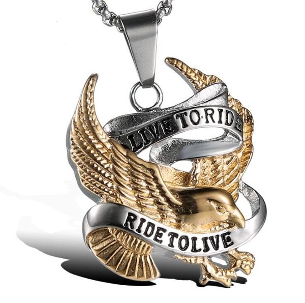 

мода мужчины 316l хирургическая нержавеющая сталь летающий ястреб кулон орел дизайн кулон из стали для молодежи хип-хоп панк подвески жить е, Silver