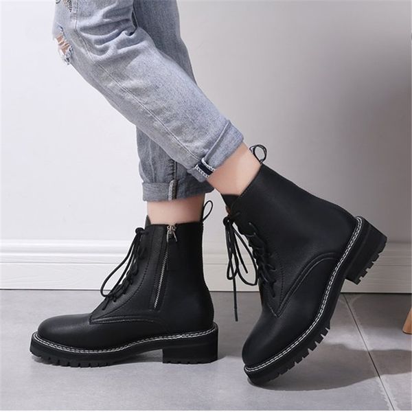 

autumn winter new women's fashion ankle boots women flat shoes comfortable wear-resistant waterproof warm ankle boots, Black