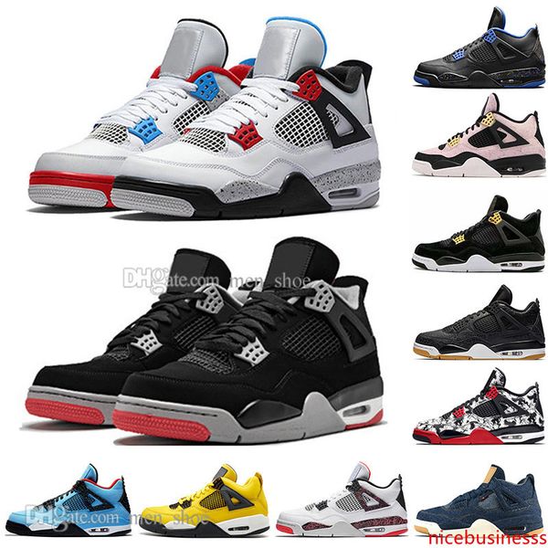 

new bred 4 4s what the cactus jack laser wings mens basketball shoes denim blue eminem pale citron men sports designer sneakers