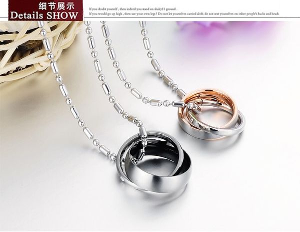 

316l stainless steel couple necklace& pendants his and her promise necklace set crystal pendant necklace chain love necklace, Silver