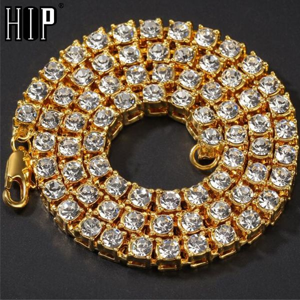 

hip hop 5mm mens necklaces iced out 1 row rhinestone choker bling crystal tennis chain necklace for men jewelry dropshipping, Silver