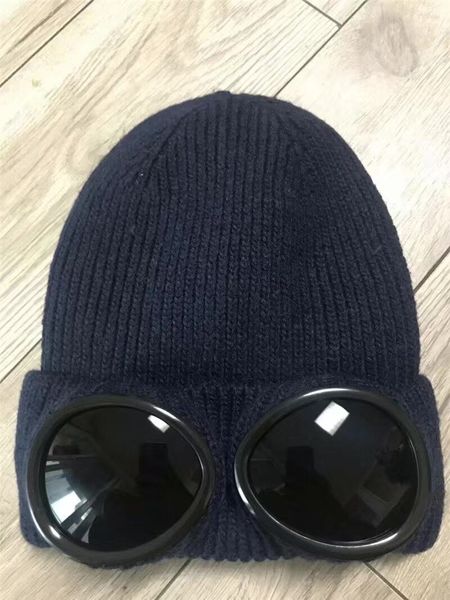 

3 colors two glasses cp company beanies autumn winter warm hats knitted thick skull caps cp hat goggles beanies