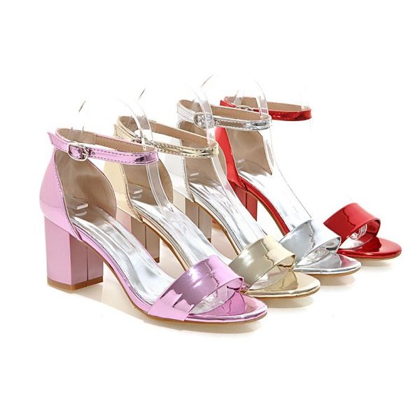 

ankle strap heels women sandals summer shoes women open toe chunky high heels party dress sandals big size, Black