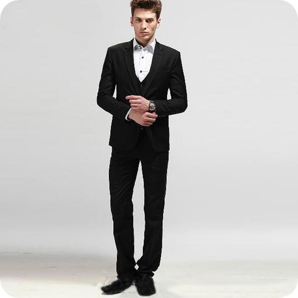 

tailor-made black men suits wedding formal business man blazers jacket slim fit terno masculino 3pieces custome homme mariage back vent, Black;gray