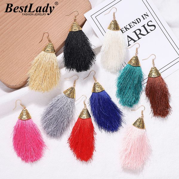 

lady tassel multi color drop earrings for women wedding boho handmade girls cute gifts statement earrings jewelry christmas, Silver