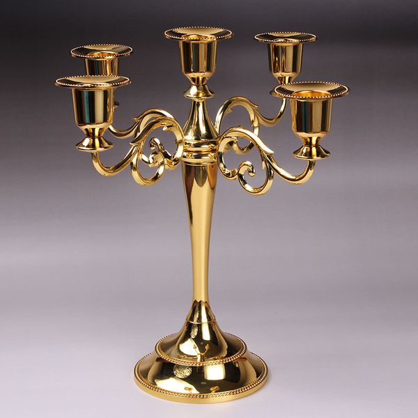 

metal silver/gold plated candle holders 3-arms stand zinc alloy pillar for wedding portavelas candelabra