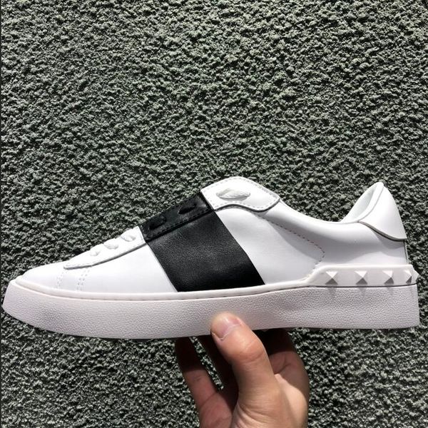 

wholesale white genuine leather open shoes fashions designer women mens black splice casual shoes 8 colors low-sneakers size 35-45