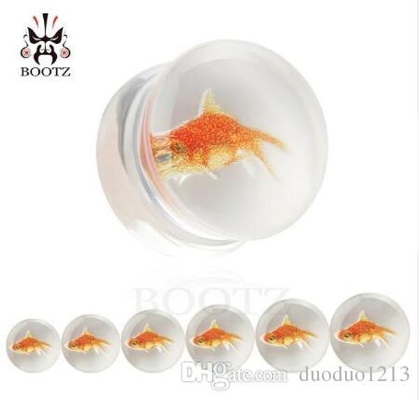 

64pcs/lot new arrival fish design transport acrylic new ear gauges piercing body jewelry saddle plugs earrings 10-25mm, Silver
