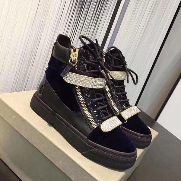 

men and women genuine leather fashion sneakers crocodile alligator double side zipper metal decoration flat shoes size 35-46 kmh03, Black