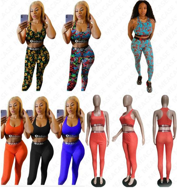 

women's brand swimwear letter print push up vest tank bra + leggings pants two piece bikini set outfit beach swimming bathing suit d730, White