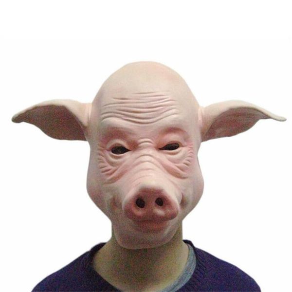 

latex halloween party cosplay masquerade realistic masks full face animal funny pig head mask lifelike decor mask