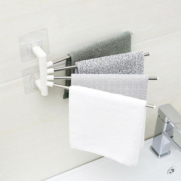 

30.5 cm seamless stickers four-bar hanger towel rack stainless steel towel rack kitchen bathroom multi-function pole
