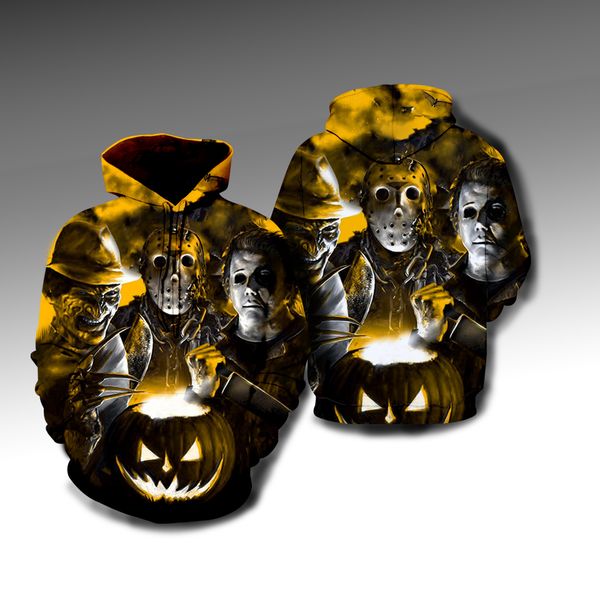 

мода фильмы ужасов фредди джейсон убийцы уличная 3d печать мужская толстовки кофты мужчины женщины с длинным рукавом harajuku пальто a542, Black