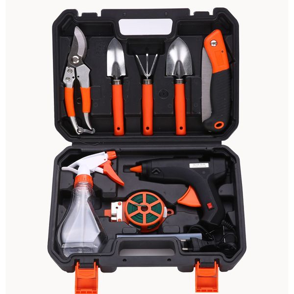 

gardening tools combination kit flower tools sprayer electric glue gun shovel rake branch shear planting tool set