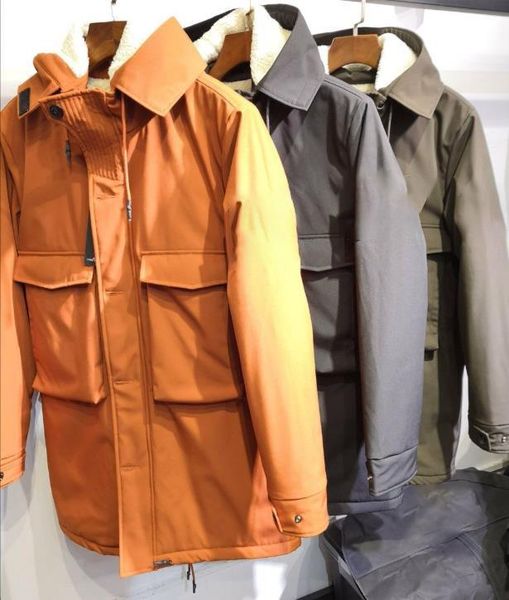 

Men de igner fa hion jacket tone print hat reflective long thick windbreaker winter ca ual tyle ize m 2xl, Black;brown