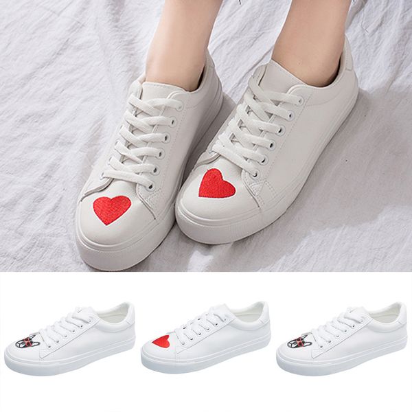 

xiniu female summer flat white smooth leather lace-up sneaker with rounded toe & trimmed with cartoon pattern decoration #0617, Black