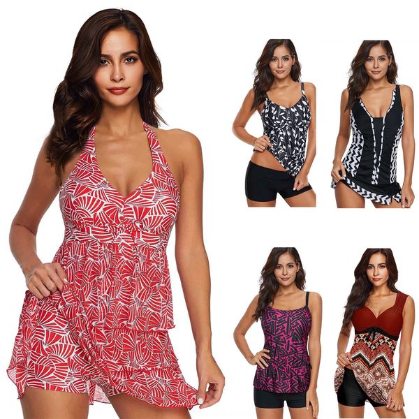 

2020 printed split female 2020 printed bikini sling swimsuit bikini sling split swimsuit female, White;black