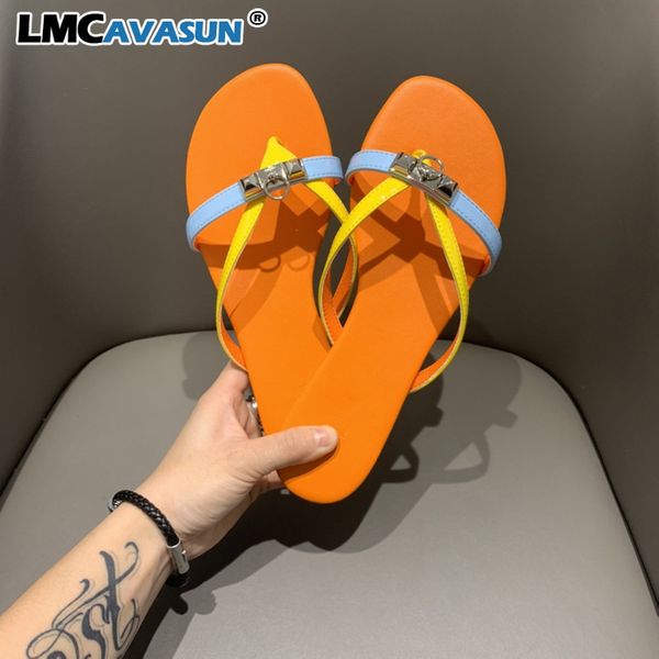 

lmcavasun net red slippers female summer 2020 new fashion wild sandals flat word, Black