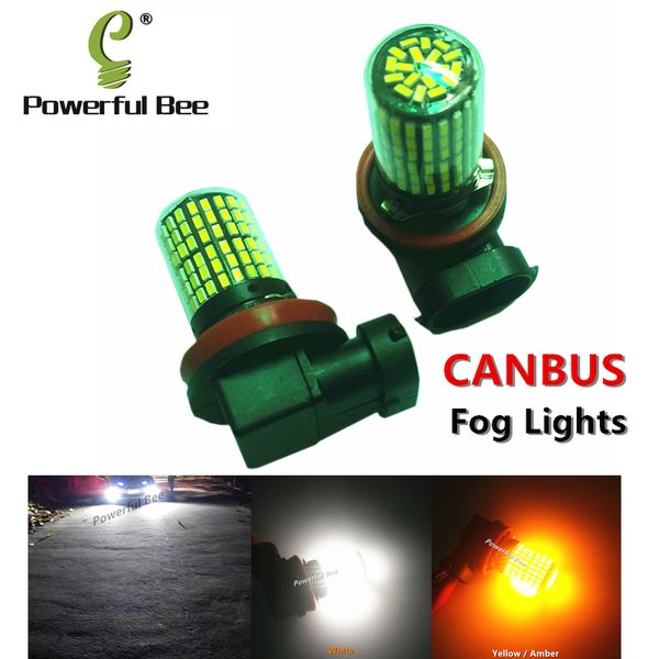 

2 x canbus h8 h11 35w power led yellow amber white car headlights fog lamp drl lights bulb for polo sagitar magotan bora