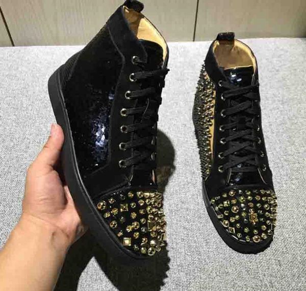 

элегантные туфли red bottoms кроссовок для мужчин повседневных женщин luxury mens черного и золотой бисер обувь на улице конструкторы flats, Black