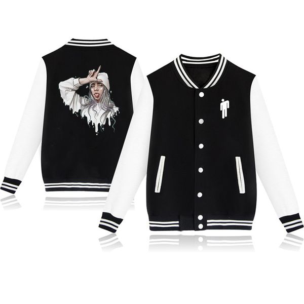 

fashion billie eilish prints kids jacket girls coat baby sweatshirts toddler boy baseball jackets casual winter warm tracksuit, Blue;gray