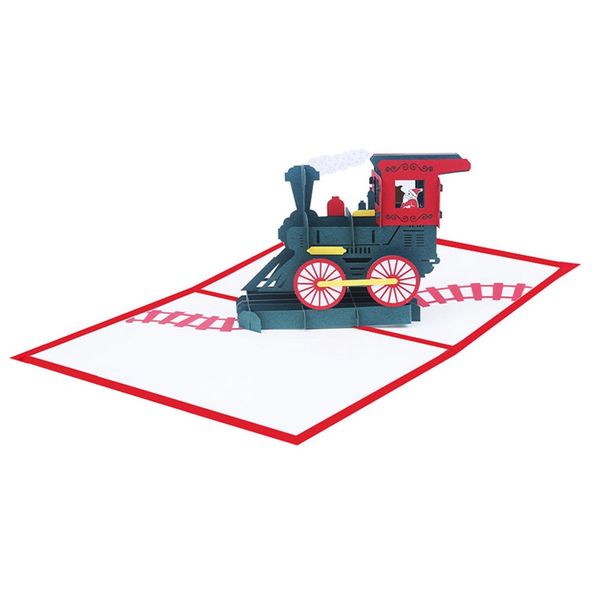 

santa train up card, 3d card, christmas holiday santa card